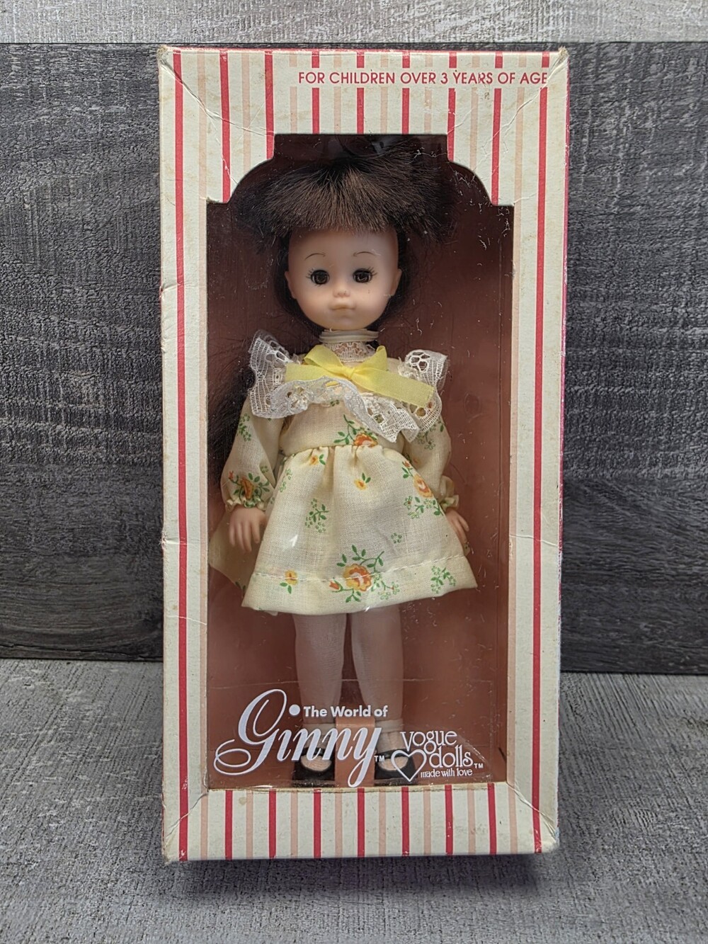 1978 Ginny Vogue Dolls #301933 in Box 8" Yellow Floral Ditsy Dress G33